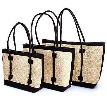 3IN1 NATURAL FIBER WOVEN SHOPPER SET