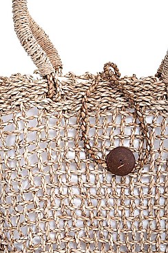 FASHION NATURAL FIBER WOVEN SHOPPER BAG