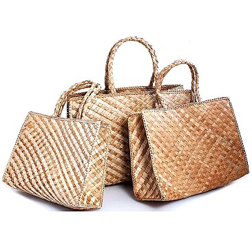 3IN1 NATURAL FIBER WOVEN TRENDY TOTE SET
