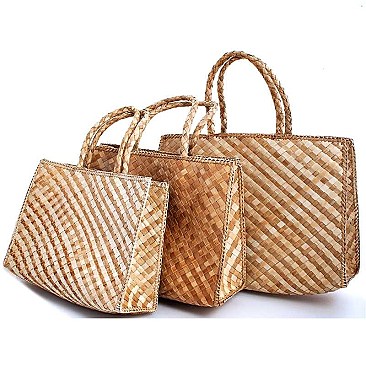 3IN1 NATURAL FIBER WOVEN TRENDY TOTE SET