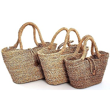 3IN1 DESIGNER CUTE NATURAL FIBER WOVEN SHOPPER SET