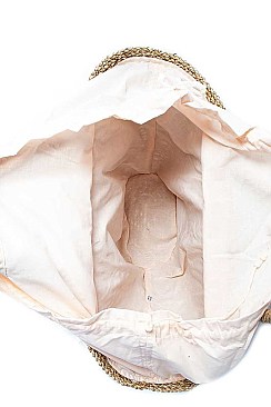 HOT TRENDY NATURAL FIBER WOVEN FLOWER SHOPPER BAG