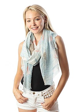 Tropical Leaf Printed Long Scarf