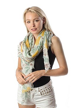 Mix Floral Print Long Scarf