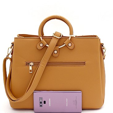 3-Compartment Tweed Print Satchel Wallet SET