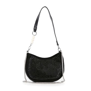 Rhinestone Accented Petite Shoulder Bag