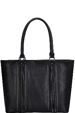 STYLISH MODERN TASSEL AND STUD SHOPPER BAG
