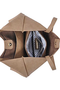 2IN1 FASHION TRENDY SOFT TOTE BAG SET