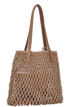 2IN1 MODERN STRING WOVEN TOTE BAG