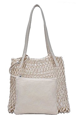 2IN1 MODERN STRING WOVEN TOTE BAG