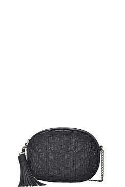 CUTE WOVEN MATERIAL CROSS BODY BAG