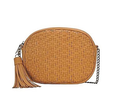 CUTE WOVEN MATERIAL CROSS BODY BAG
