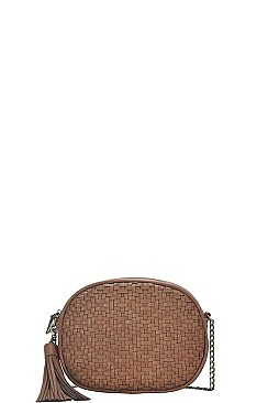 CUTE WOVEN MATERIAL CROSS BODY BAG