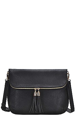 DESIGNER DOUBLE TASSEL FLAP CROSS BODY BAG