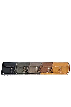 DESIGNER DOUBLE TASSEL FLAP CROSS BODY BAG