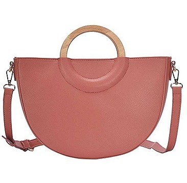SEMI CIRCLE MODERN SATCHEL WITH LONG STRAP