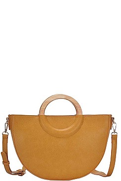 SEMI CIRCLE MODERN SATCHEL WITH LONG STRAP