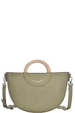 SEMI CIRCLE MODERN SATCHEL WITH LONG STRAP