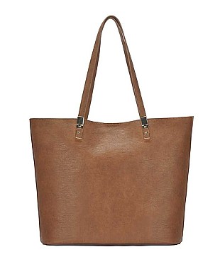 2 IN 1 PLAIN LEATHER SHOPPER BAG MINI BAG SET