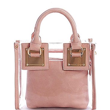2IN1 TRANSPARENT TOTE WITH LONG STRAP