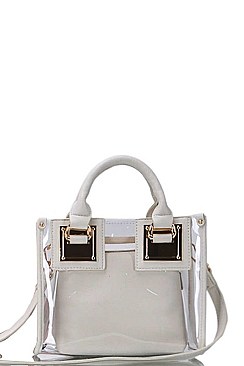 2IN1 TRANSPARENT TOTE WITH LONG STRAP
