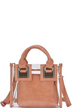 2IN1 TRANSPARENT TOTE WITH LONG STRAP