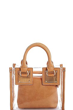 2IN1 TRANSPARENT TOTE WITH LONG STRAP