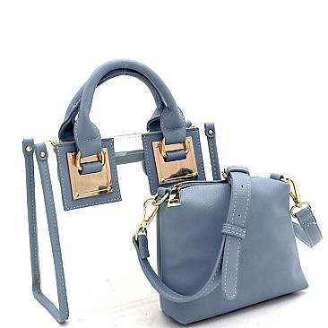 2 in 1 Transparent Hardware Accent Medium Satchel