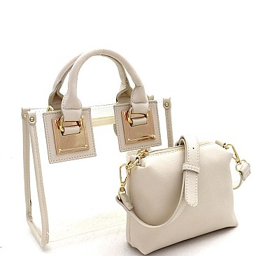 2 in 1 Transparent Hardware Accent Medium Satchel