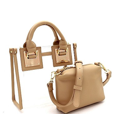 2 in 1 Transparent Hardware Accent Medium Satchel