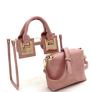 2 in 1 Transparent Hardware Accent Medium Satchel