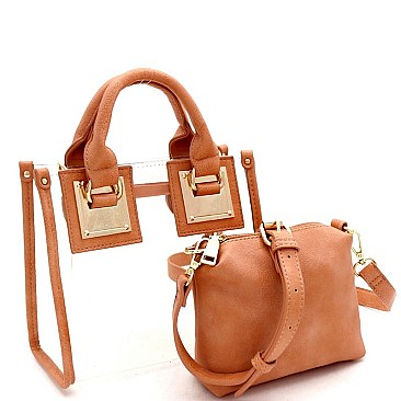 2 in 1 Transparent Hardware Accent Medium Satchel
