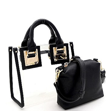 2 in 1 Transparent Hardware Accent Medium Satchel