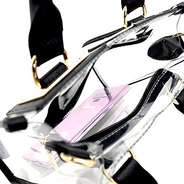 2 in 1 Transparent Hardware Accent Medium Satchel
