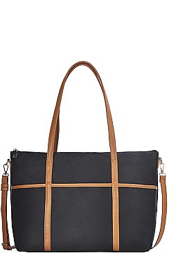 STYLISH STRAP TRIM OVER SIZE SATCHEL WITH LONG STRAP