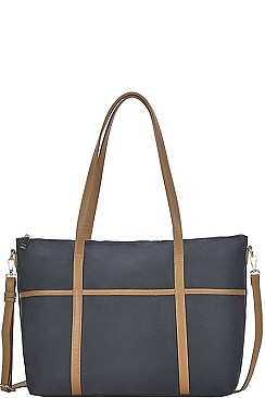 STYLISH STRAP TRIM OVER SIZE SATCHEL WITH LONG STRAP