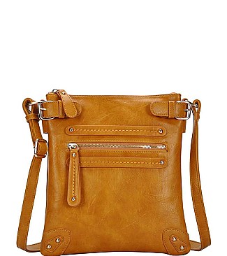 TRENDY ZIP FRONT FASHION CROSSBODY SLING BAG JYBGT-45271