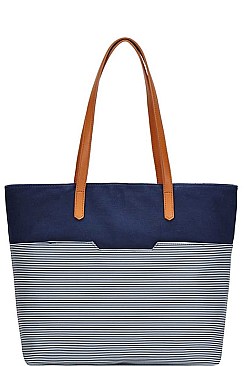 STYLISH STRIPE TWO TONE TOTE BAG
