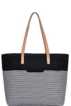 STYLISH STRIPE TWO TONE TOTE BAG