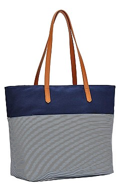 STYLISH STRIPE TWO TONE TOTE BAG