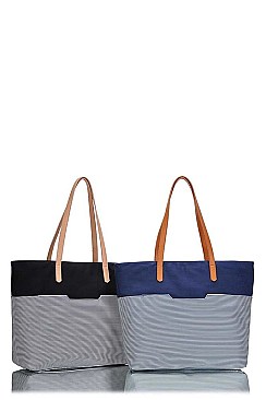 STYLISH STRIPE TWO TONE TOTE BAG