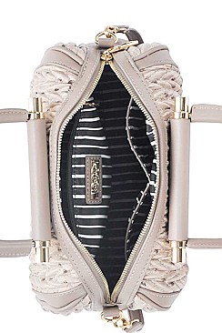 DESIGNER CHIC TEXTURED BOSTON BAG WITH LONG STRAP