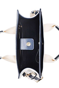 MODERN TWO TONE COLOR SATCHEL WITH LONG STRAP