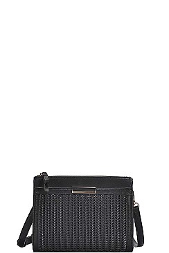 DESIGNER FASHION WOVEN FRONT CROSS BODY BAG