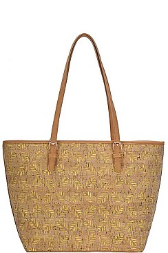 CORK TEXTURED FASHION PATTERN SHOPPER BAG