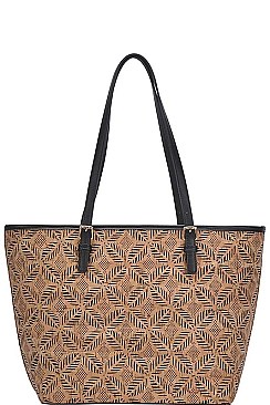 CORK TEXTURED FASHION PATTERN SHOPPER BAG