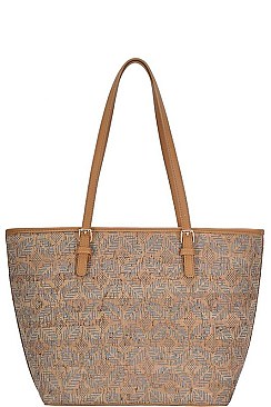 CORK TEXTURED FASHION PATTERN SHOPPER BAG