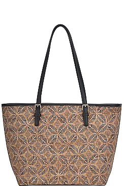 CORK TEXTURED FASHION PATTERN SHOPPER BAG