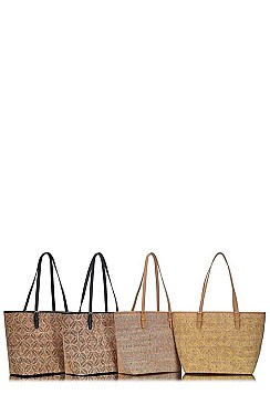CORK TEXTURED FASHION PATTERN SHOPPER BAG