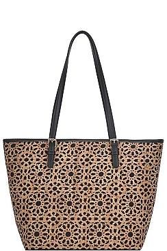 CORK TEXTURED MODERN PATTERN SHOPPER BAG